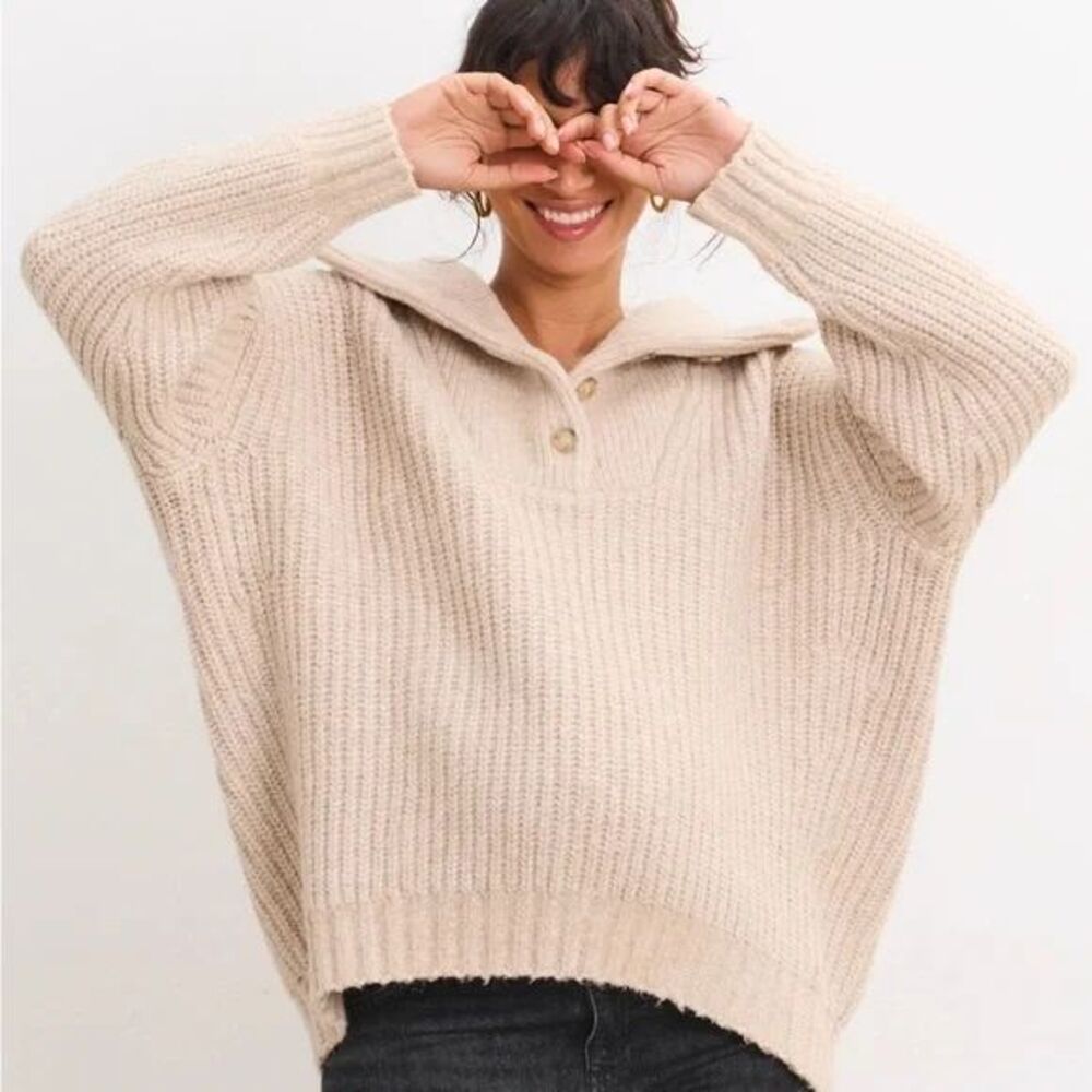 HATCH Maternity Women's THE JO SWEATER Cotton/Alpaca Size 1 (S 2-4) $328 Oatmeal